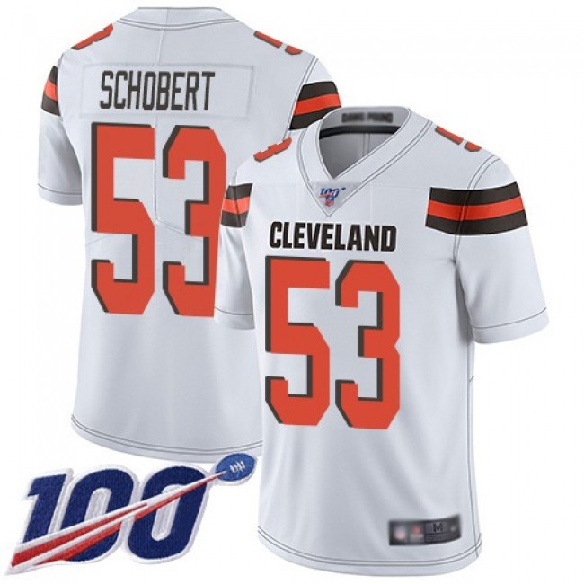 Nike Browns #53 Joe Schobert White Men's Stitched NFL 100th Season Vapor Limited Jersey