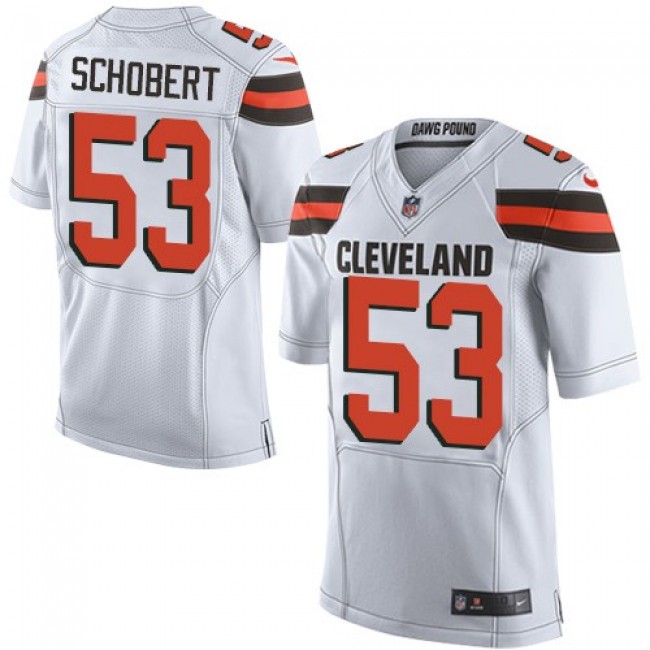 Nike Browns #53 Joe Schobert White Men's Stitched NFL New Elite Jersey
