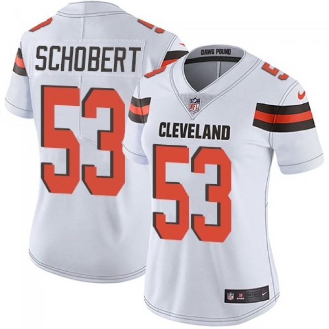 Women's Browns #53 Joe Schobert White Stitched NFL Vapor Untouchable Limited Jersey