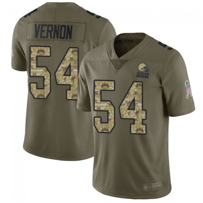 Nike Browns #54 Olivier Vernon Olive/Camo Men's Stitched NFL Limited 2017 Salute To Service Jersey