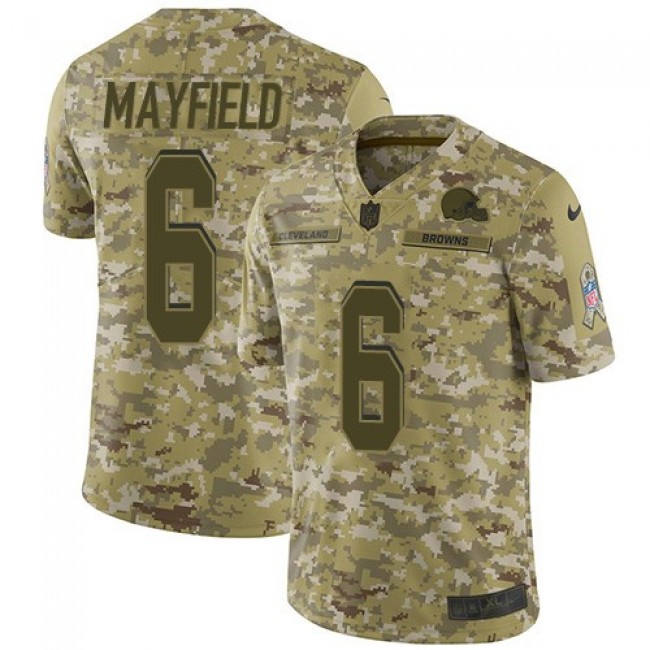 Nike Browns #6 Baker Mayfield Camo Men's Stitched NFL Limited 2018 Salute To Service Jersey