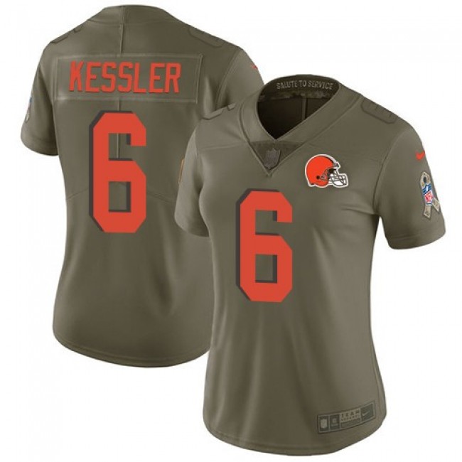Women's Browns #6 Cody Kessler Olive Stitched NFL Limited 2017 Salute to Service Jersey
