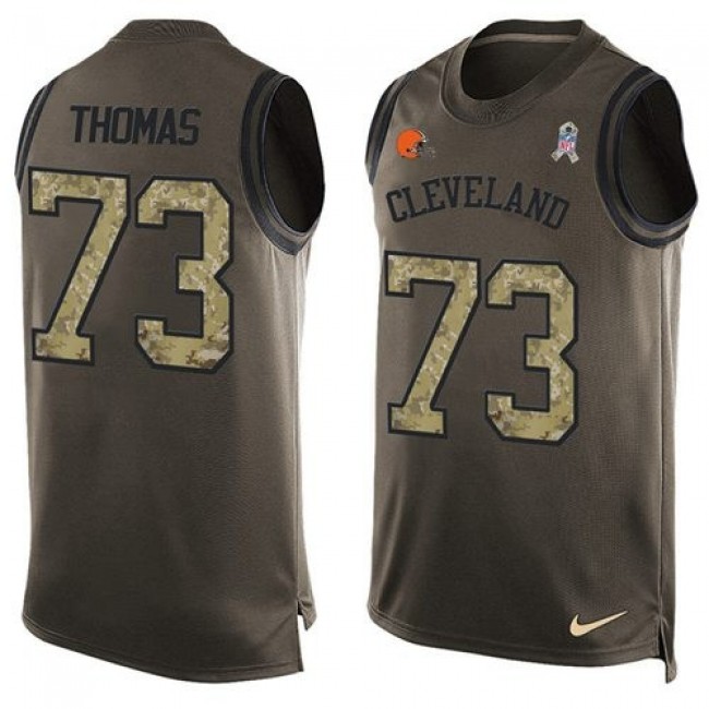 Nike Browns #73 Joe Thomas Green Men's Stitched NFL Limited Salute To Service Tank Top Jersey