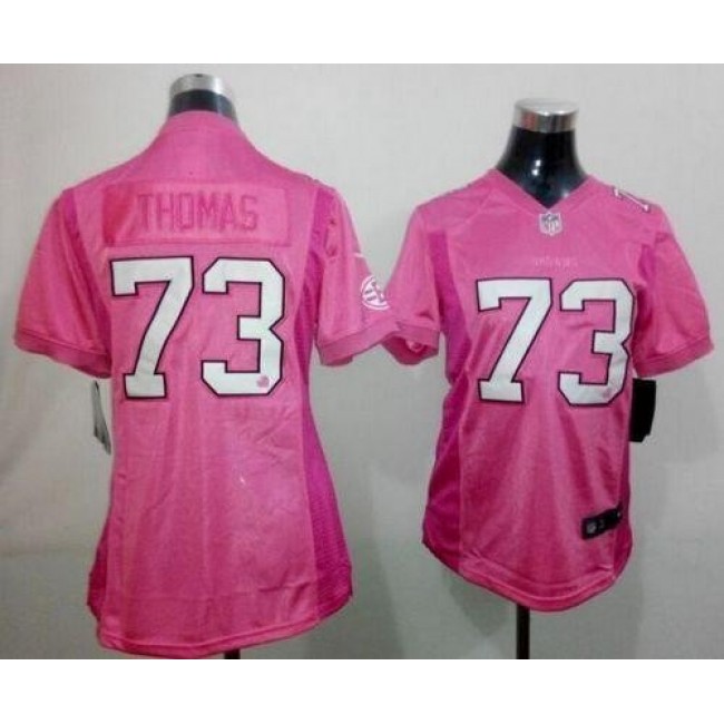 Women's Browns #73 Joe Thomas Pink Be Luv'd Stitched NFL New Elite Jersey