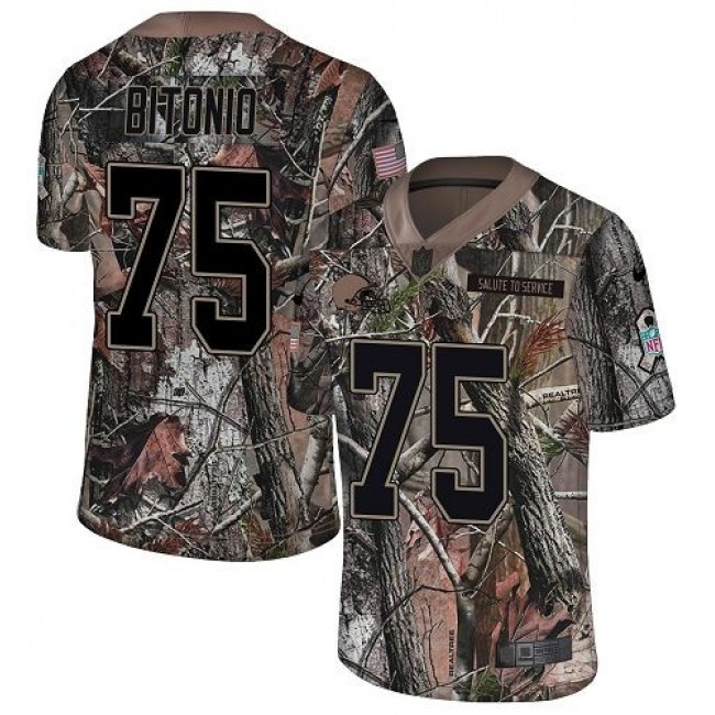 Nike Browns #75 Joel Bitonio Camo Men's Stitched NFL Limited Rush Realtree Jersey