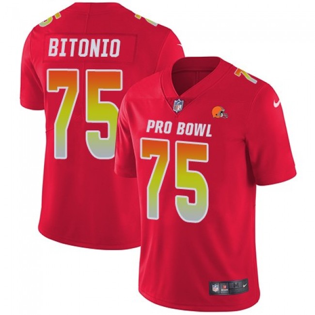 Nike Browns #75 Joel Bitonio Red Men's Stitched NFL Limited AFC 2019 Pro Bowl Jersey