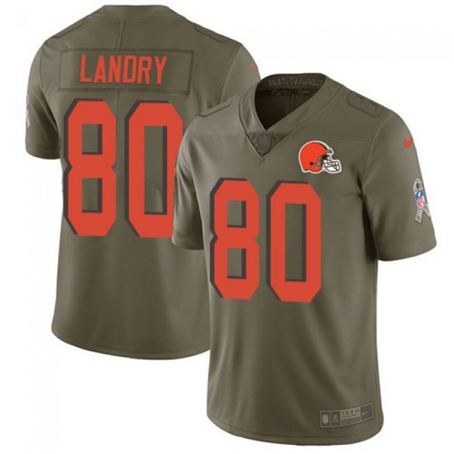 Nike Browns #80 Jarvis Landry Olive Men's Stitched NFL Limited 2017 Salute To Service Jersey