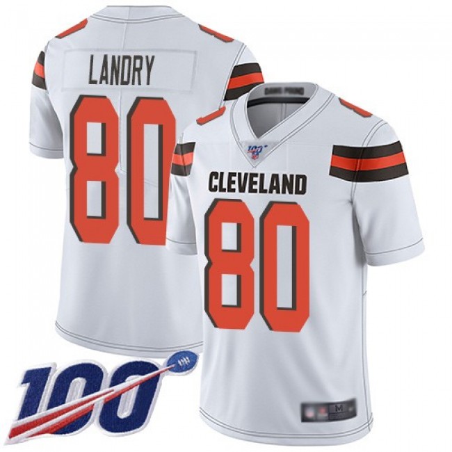 Nike Browns #80 Jarvis Landry White Men's Stitched NFL 100th Season Vapor Limited Jersey