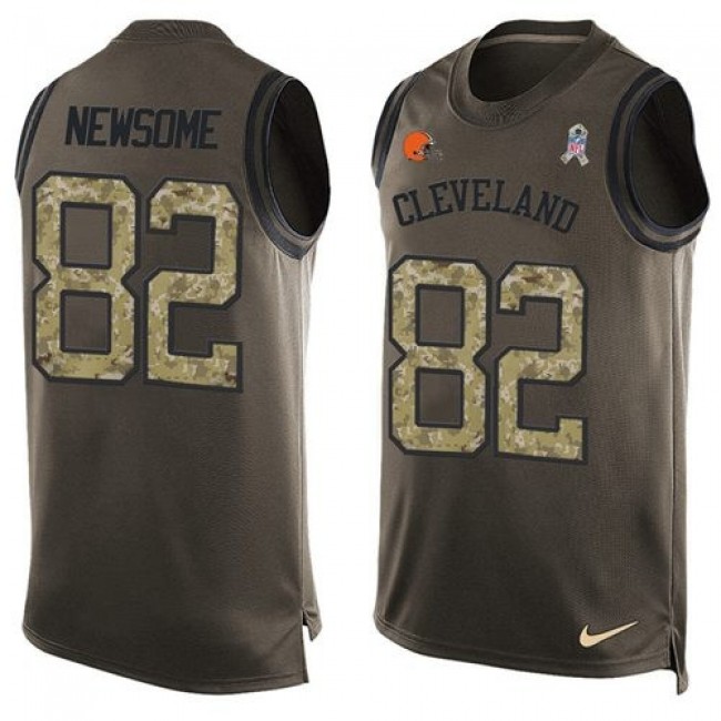 Nike Browns #82 Ozzie Newsome Green Men's Stitched NFL Limited Salute To Service Tank Top Jersey