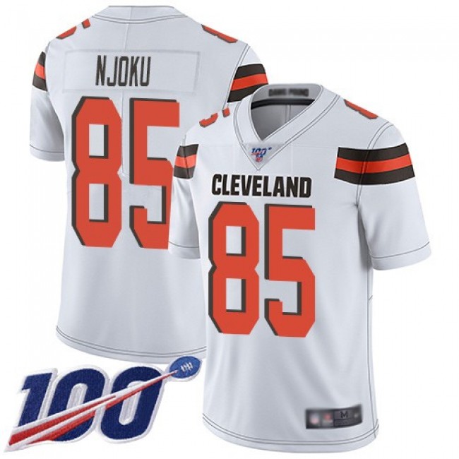 Nike Browns #85 David Njoku White Men's Stitched NFL 100th Season Vapor Limited Jersey