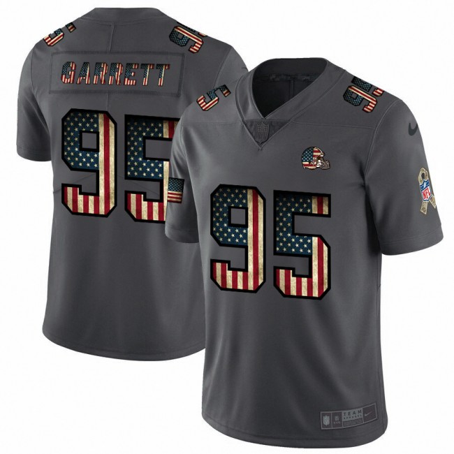 Nike Browns #95 Myles Garrett 2018 Salute To Service Retro USA Flag Limited NFL Jersey