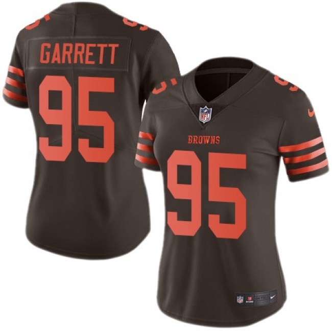 Women's Browns #95 Myles Garrett Brown Stitched NFL Limited Rush Jersey