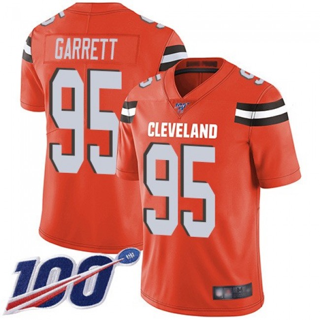 Nike Browns #95 Myles Garrett Orange Alternate Men's Stitched NFL 100th Season Vapor Limited Jersey
