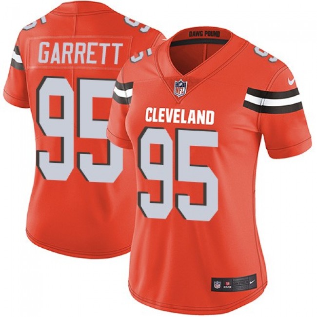 Women's Browns #95 Myles Garrett Orange Alternate Stitched NFL Vapor Untouchable Limited Jersey