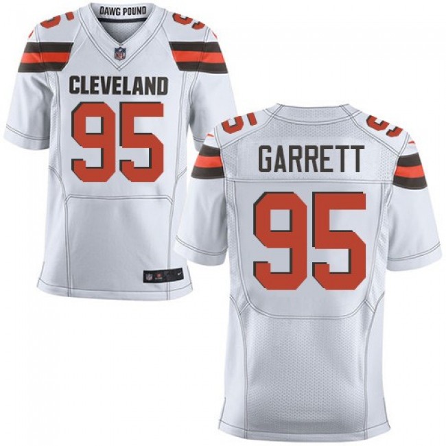 Nike Browns #95 Myles Garrett White Men's Stitched NFL New Elite Jersey