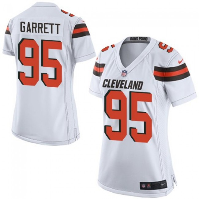 Women's Browns #95 Myles Garrett White Stitched NFL New Elite Jersey