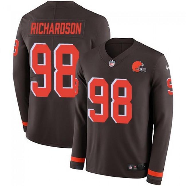 Nike Browns #98 Sheldon Richardson Brown Team Color Men's Stitched NFL Limited Therma Long Sleeve Jersey