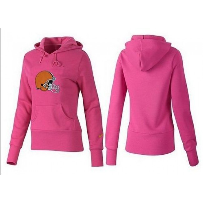 Women's Cleveland Browns Logo Pullover Hoodie Pink Jersey