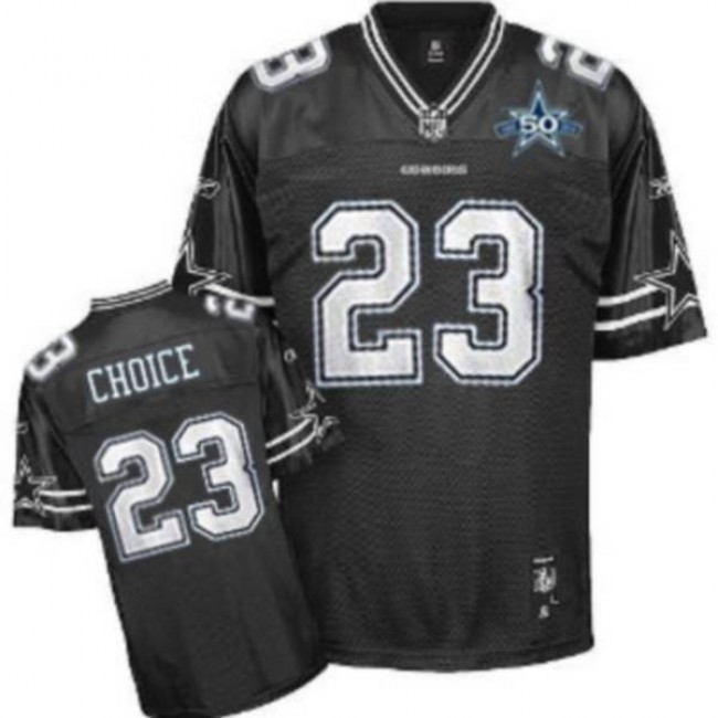 Cowboys #23 Tashard Choice Black Shadow Team 50TH Patch Stitched NFL Jersey