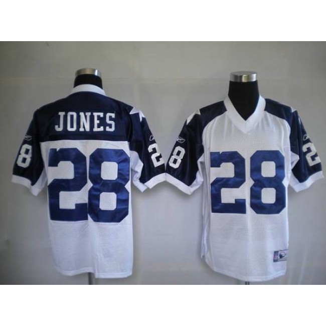 Cowboys #28 Felix Jones White Thanksgiving Stitched Throwback NFL Jersey