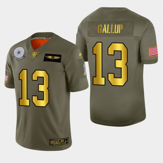 Dallas Cowboys #13 Michael Gallup Men's Nike Olive Gold 2019 Salute to Service Limited NFL 100 Jersey