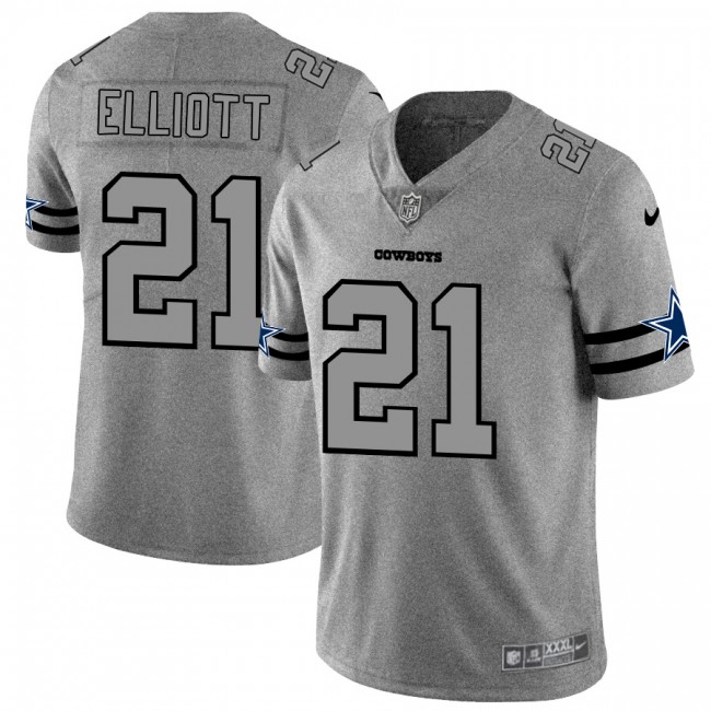 Dallas Cowboys #21 Ezekiel Elliott Men's Nike Gray Gridiron II Vapor Untouchable Limited NFL Jersey