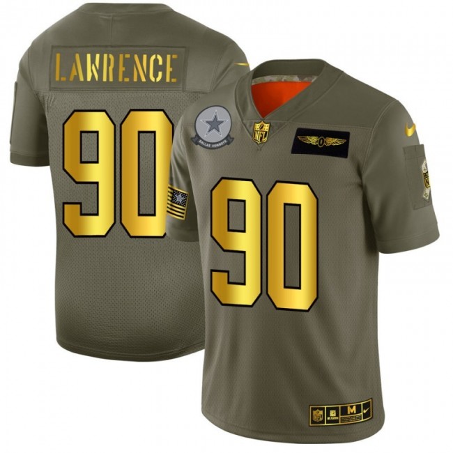 Dallas Cowboys #90 Demarcus Lawrence NFL Men's Nike Olive Gold 2019 Salute to Service Limited Jersey