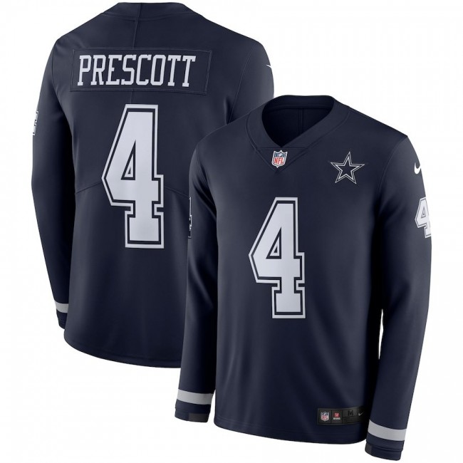 جزمة روكي Men's Cowboys #4 Dak Prescott Navy Blue Team Color Men's Stitched NFL  Limited Therma Long Sleeve Jersey جزمة روكي