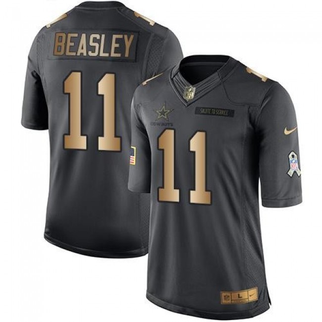 Dallas Cowboys #11 Cole Beasley Black Youth Stitched NFL Limited Gold Salute to Service Jersey