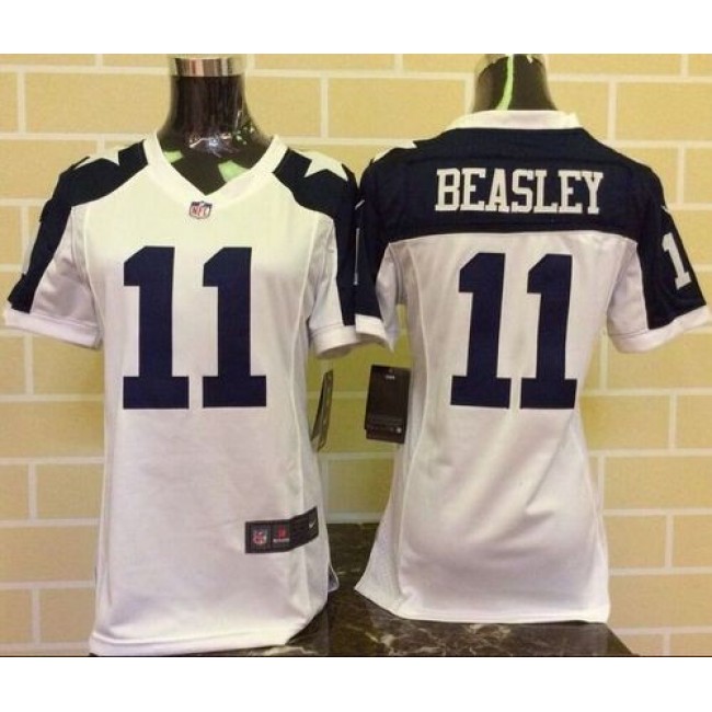 Women's Cowboys #11 Cole Beasley White Thanksgiving Throwback Stitched NFL Elite Jersey