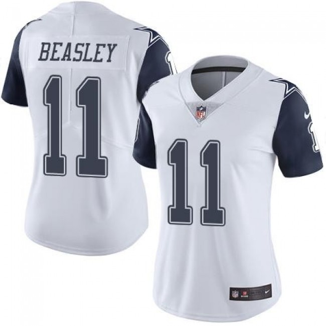 Women's Cowboys #11 Cole Beasley White Stitched NFL Limited Rush Jersey