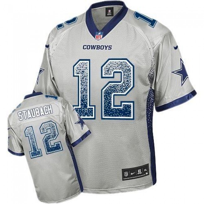 Nike Cowboys #12 Roger Staubach Grey Men's Stitched NFL Elite Drift Fashion Jersey