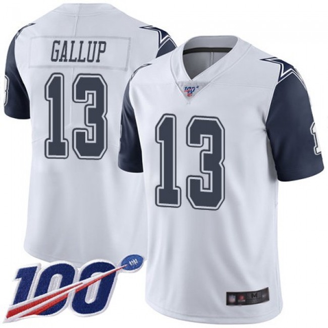 Nike Cowboys #13 Michael Gallup White Men's Stitched NFL Limited Rush 100th Season Jersey