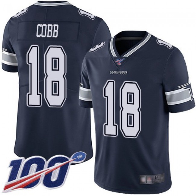 Nike Cowboys #18 Randall Cobb Navy Blue Team Color Men's Stitched NFL 100th Season Vapor Limited Jersey