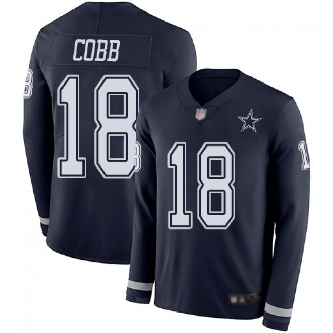 Nike Cowboys #18 Randall Cobb Navy Blue Team Color Men's Stitched NFL Limited Therma Long Sleeve Jersey