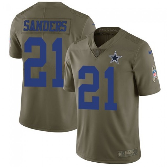 Dallas Cowboys #21 Deion Sanders Olive Youth Stitched NFL Limited 2017 Salute to Service Jersey