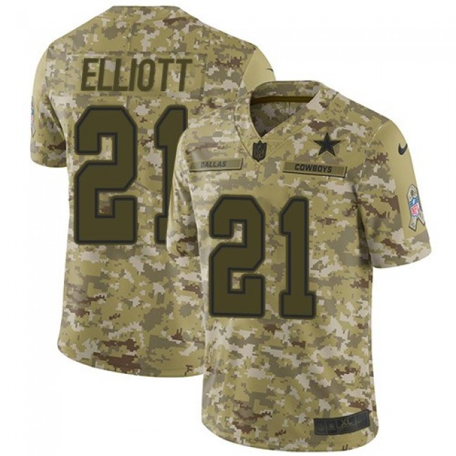 Nike Cowboys #21 Ezekiel Elliott Camo Men's Stitched NFL Limited 2018 Salute To Service Jersey