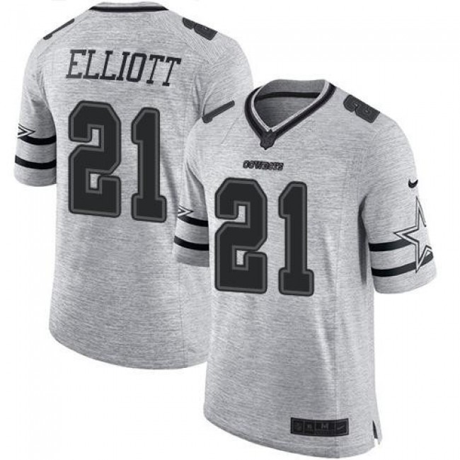 لعب كوره Nike Cowboys #21 Ezekiel Elliott Gray Men's Stitched NFL Limited Gridiron  Gray II Jersey لعب كوره