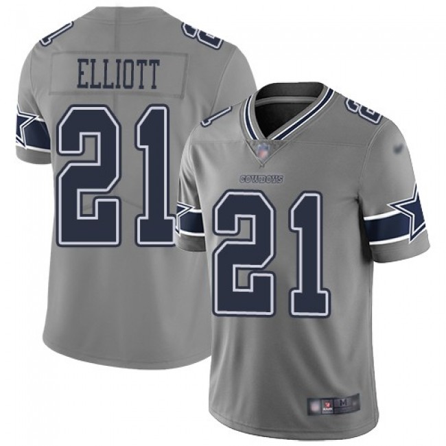 Nike Cowboys #21 Ezekiel Elliott Gray Men's Stitched NFL Limited Inverted Legend Jersey
