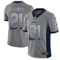 الساحر Nike Cowboys #21 Ezekiel Elliott Gray Men's Stitched NFL Limited Rush Drift  Fashion Jersey الساحر