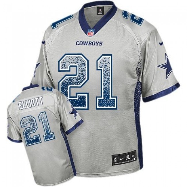 Nike Cowboys #21 Ezekiel Elliott Grey Men's Stitched NFL Elite Drift Fashion Jersey
