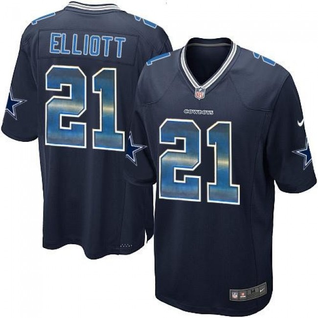 Nike Cowboys #21 Ezekiel Elliott Navy Blue Team Color Men's Stitched NFL Limited Strobe Jersey