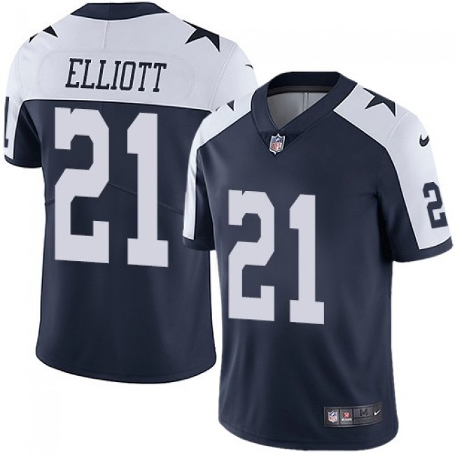 Dallas Cowboys #21 Ezekiel Elliott Navy Blue Thanksgiving Youth Stitched NFL Vapor Untouchable Limited Throwback Jersey