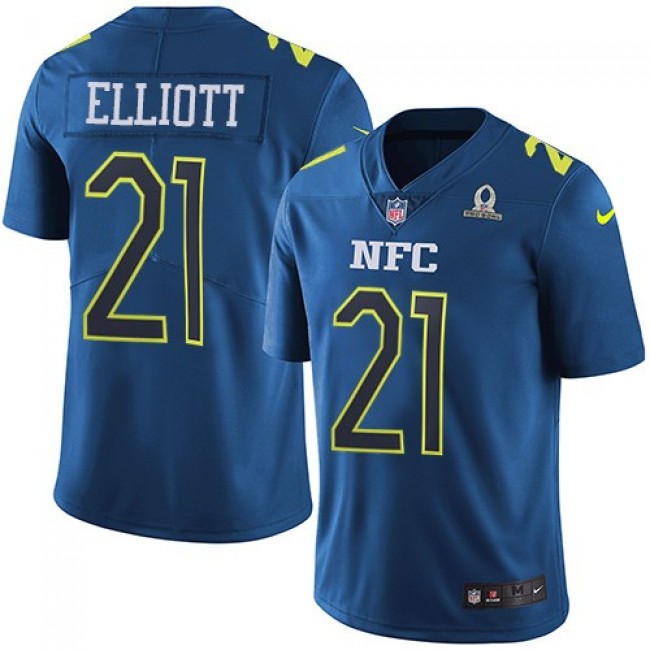 Nike Cowboys #21 Ezekiel Elliott Navy Men's Stitched NFL Limited NFC 2017 Pro Bowl Jersey