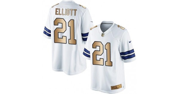 فرقه كوريه Nike Cowboys #21 Ezekiel Elliott White Men's Stitched NFL Limited Gold  Jersey فرقه كوريه