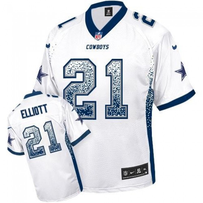 Dallas Cowboys #21 Ezekiel Elliott White Youth Stitched NFL Elite Drift Fashion Jersey