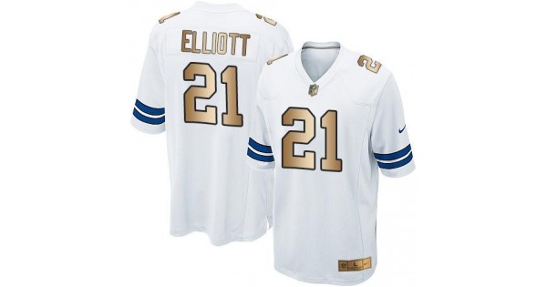 كريم لوريال كولاجين Dallas Cowboys #21 Ezekiel Elliott White Youth Stitched NFL Elite Gold  Jersey كريم لوريال كولاجين
