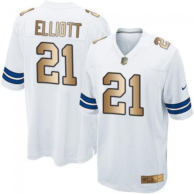 Dallas Cowboys #21 Ezekiel Elliott White Youth Stitched NFL Elite Gold Jersey