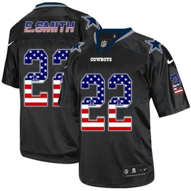 Nike Cowboys #22 Emmitt Smith Black Men's Stitched NFL Elite USA Flag Fashion Jersey