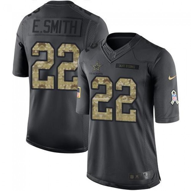 Dallas Cowboys #22 Emmitt Smith Black Youth Stitched NFL Limited 2016 Salute to Service Jersey